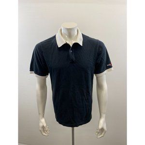 Weir Golf Men's Polo Shirt Size Medium Black White Short Sleeve Cotton Pullover